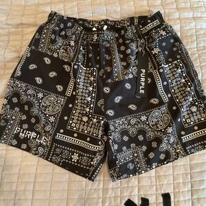 Purple Brand Men's Black Bandana Print Shorts